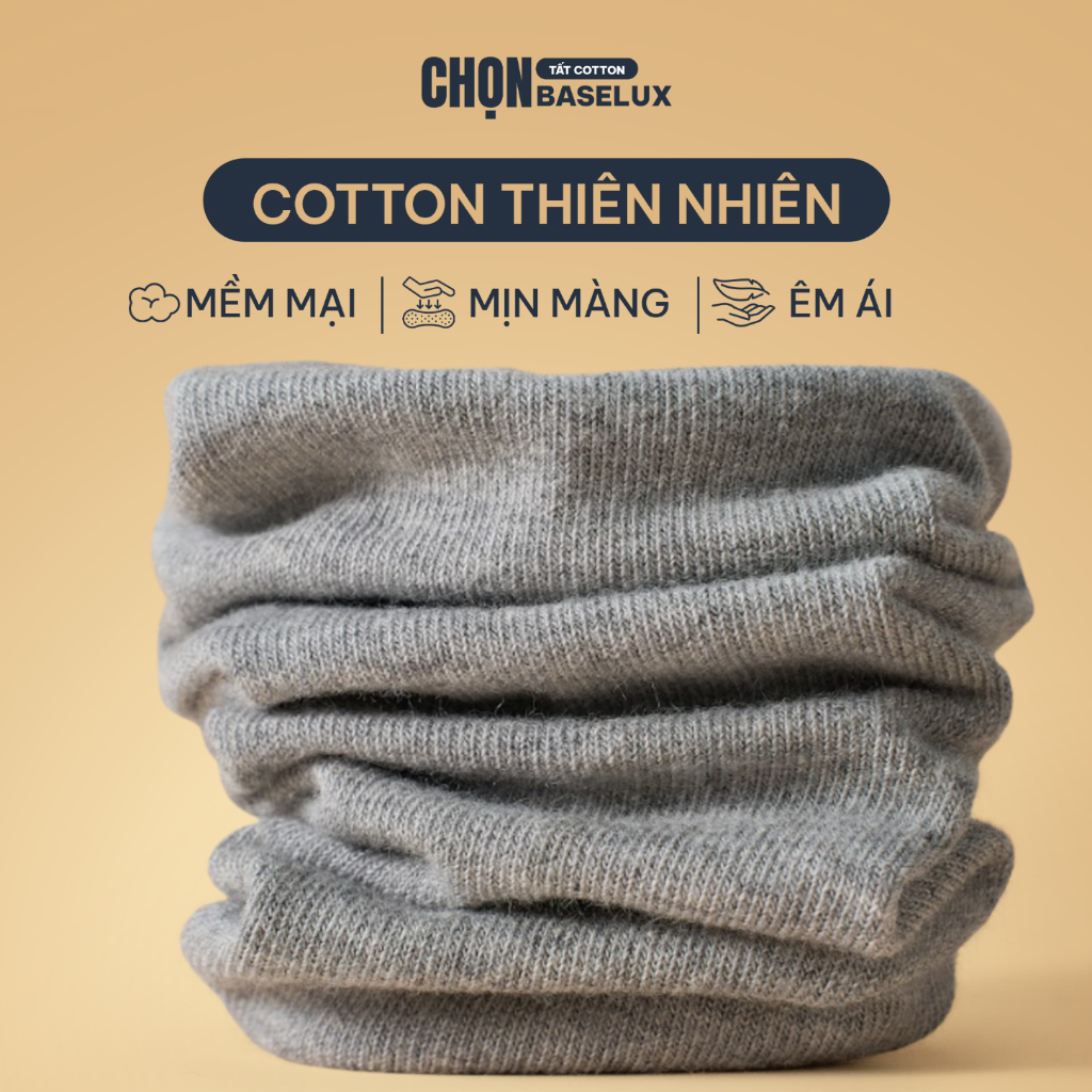Tất nữ BaseLux tất chân nữ cotton siêu thoáng khí, vớ nữ kiểu dáng trơn dễ phối đồ, vớ chân nữ kháng khuẩn tự nhiên