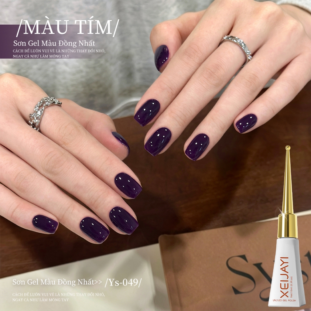 XEIJAYI 10ml - Sơn gel móng tay màu tím đậm mới, độ bóng lâu trôi, thích hợp cho việc tự làm móng.