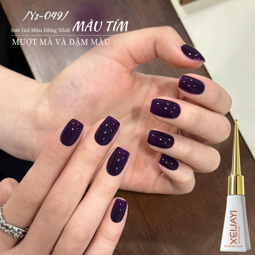 XEIJAYI 10ml - Sơn gel móng tay màu tím đậm mới, độ bóng lâu trôi, thích hợp cho việc tự làm móng.
