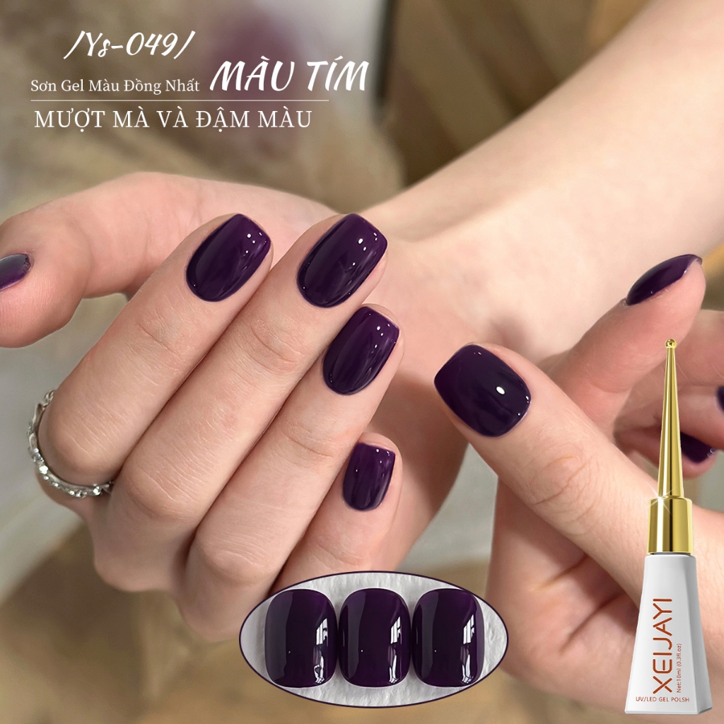 XEIJAYI 10ml - Sơn gel móng tay màu tím đậm mới, độ bóng lâu trôi, thích hợp cho việc tự làm móng.