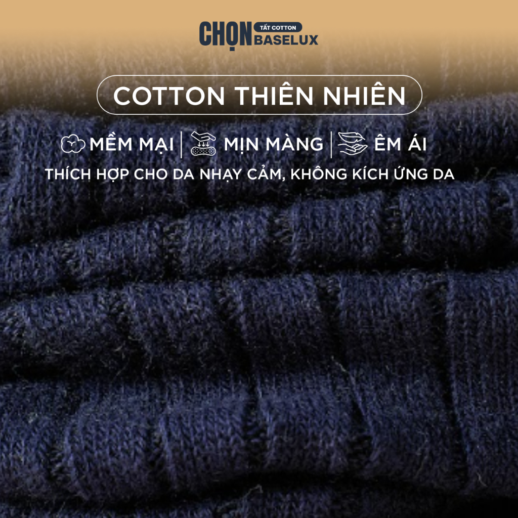 Tất  đen dài BaseLux tất công sở siêu thoáng khí, giữ chân khô ráo, Tất nam đi giày tây kháng khuẩn khử mùi hiệu quả