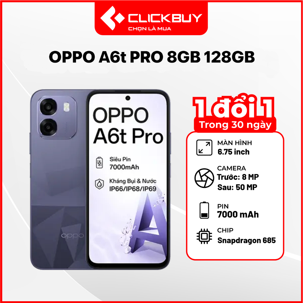 Điện Thoại OPPO A6t Pro RAM 8GB Bộ Nhớ 128GB Pin 7000mAh Sạc Nhanh 45W Chính Hãng