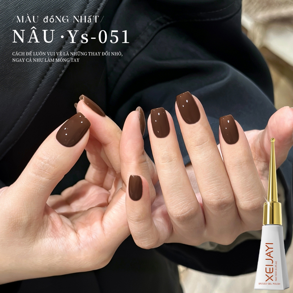 XEIJAYI 10ml - Sơn móng tay dạng gel màu nâu sô cô la, bền màu và thời trang, thích hợp sử dụng tại salon.