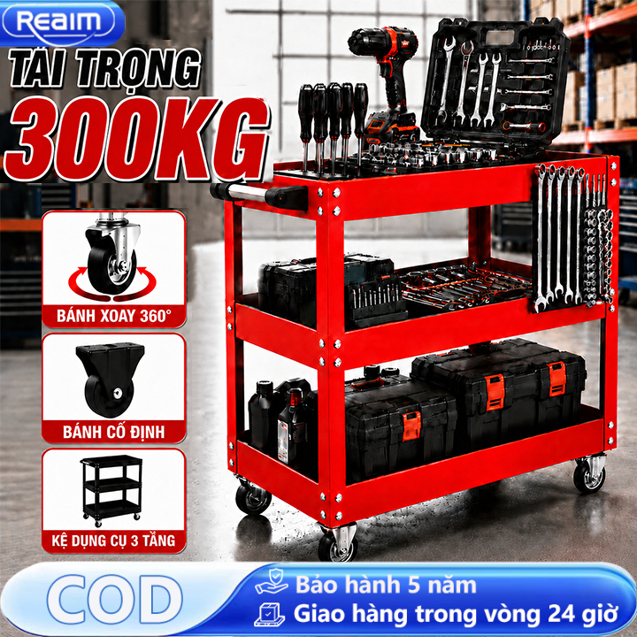 Xe đẩy hàng Xe đẩy 3 tầng chịu lực 200kg năng đựng đồ spa salon và gia đình di chuyển tiện lợi