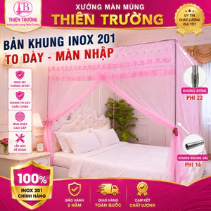 {Bản khung to dày+màn đẹp} Trọn Bộ Mùng+khung inox 201 không khoan tường cao cấp thiên trường. Mẫu màn cửa vén tiện lợi