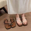 dép Nữ Xỏ Ngón Chấm Bi TN SHOES, Dép Quai Mảnh Phối Khóa Kim Loại Mũi Vuông Êm Chân Đi Chơi Đi Biển DX01