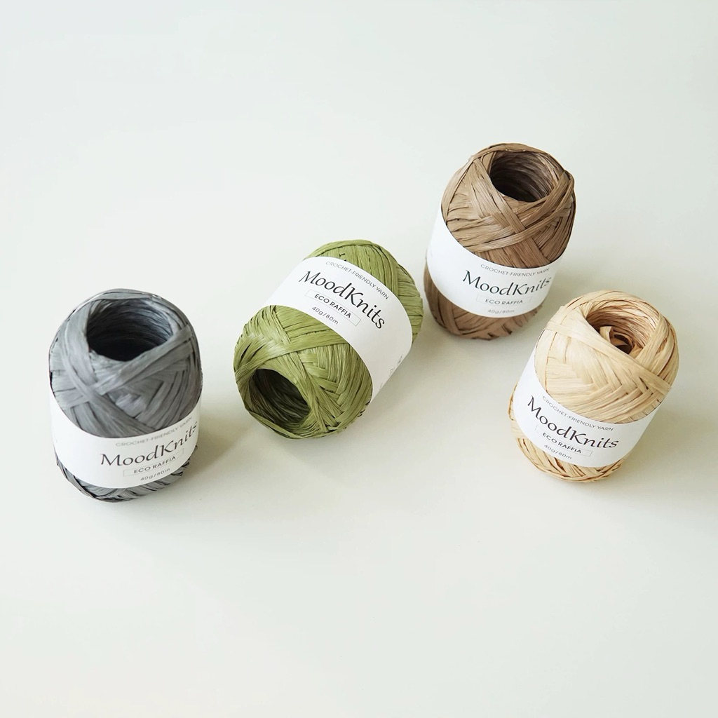 Sợi cọ tự nhiên Raffia MOODKNITS – chuyên dùng đan móc túi, mũ, phụ kiện thủ công.