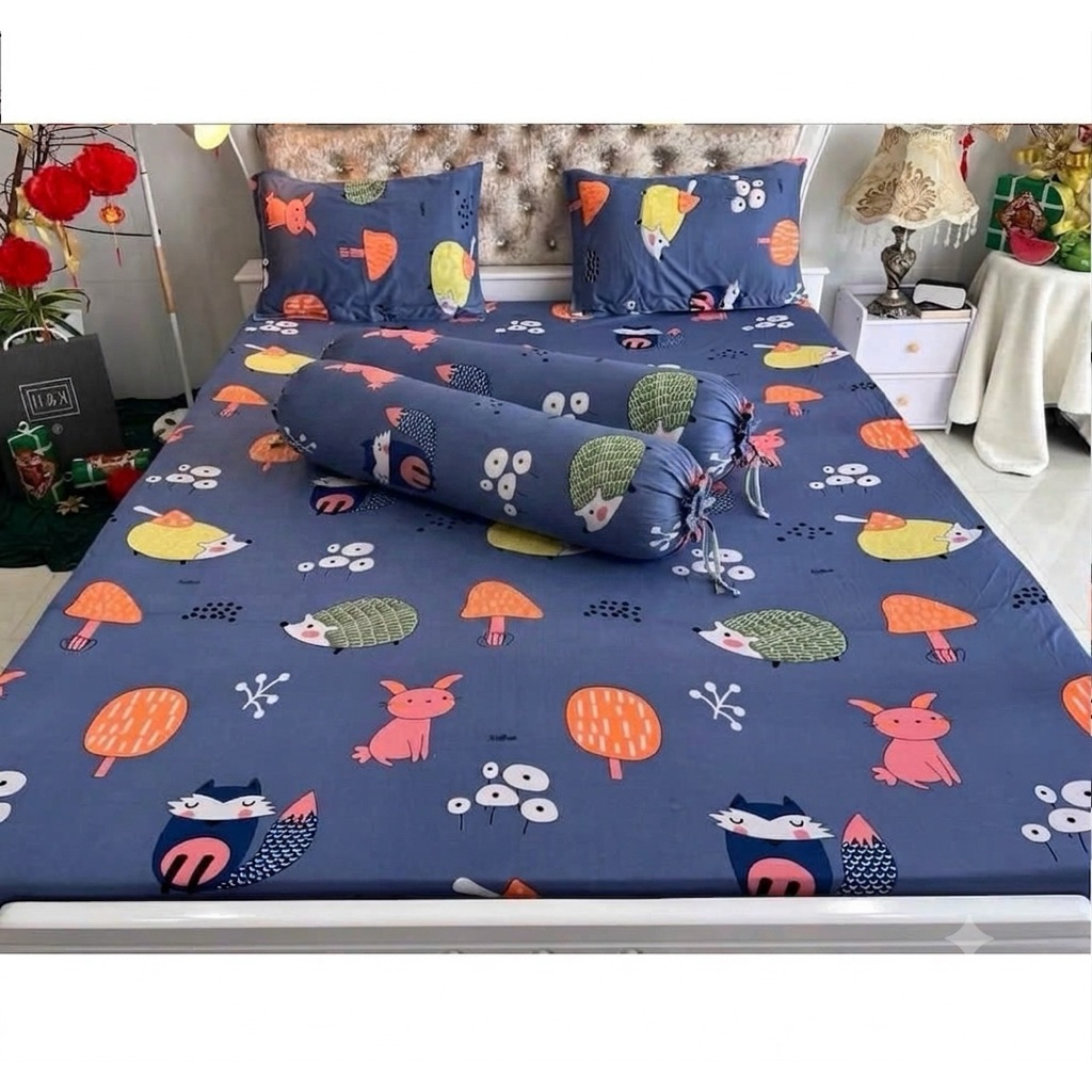 bộ ga thun lạnh NHÍM XÁM có 2 áo ôm cột dây rút