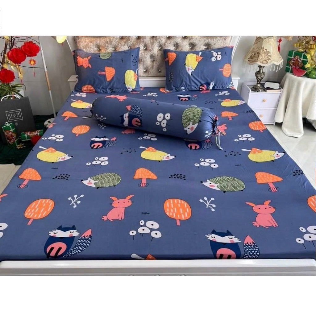 bộ ga thun lạnh NHÍM XÁM có 2 áo ôm cột dây rút