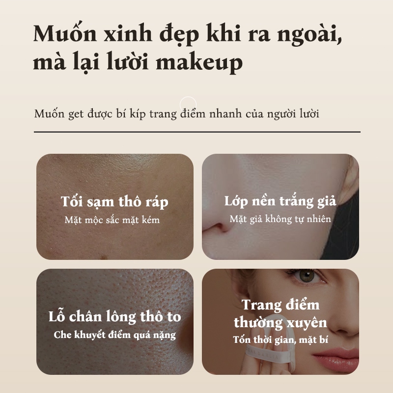 Kem Lười Nâng Tone LYDIMOON 50g, Che Khuyết Điểm, Dưỡng Ẩm, Làm Sáng Da, Đều Màu Da, Nâng Tone Tự Nhiên, Giữ Lớp Makeup