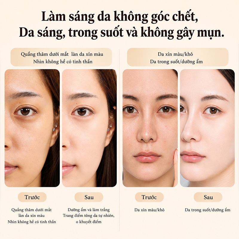 Kem Lười Nâng Tone LYDIMOON 50g, Che Khuyết Điểm, Dưỡng Ẩm, Làm Sáng Da, Đều Màu Da, Nâng Tone Tự Nhiên, Giữ Lớp Makeup