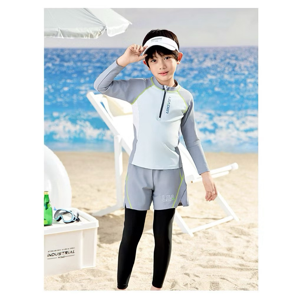 Đồ bơi bé trai chống nắng chống tia UV quần chữ V cách điệu, đồ bơi cho bé trai sz 12-50kg