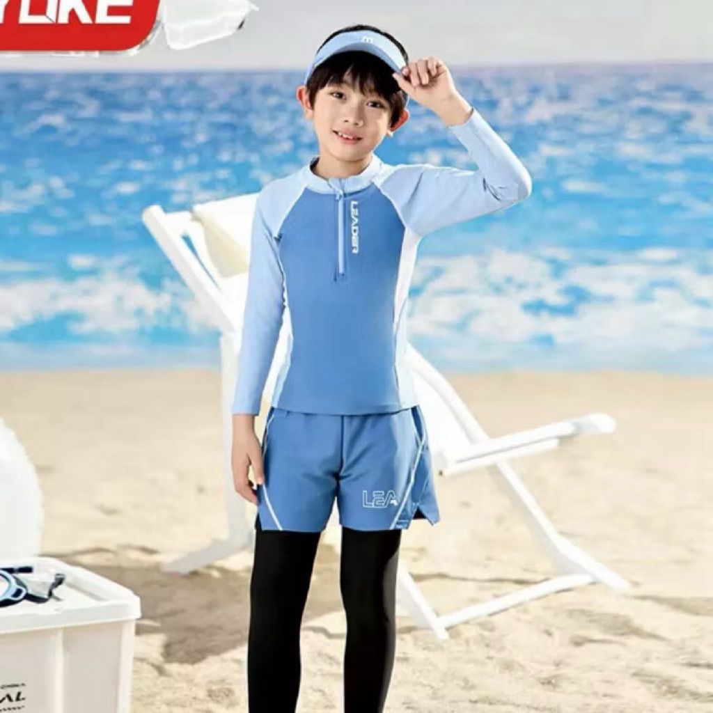 Đồ bơi bé trai chống nắng chống tia UV quần chữ V cách điệu, đồ bơi cho bé trai sz 12-50kg