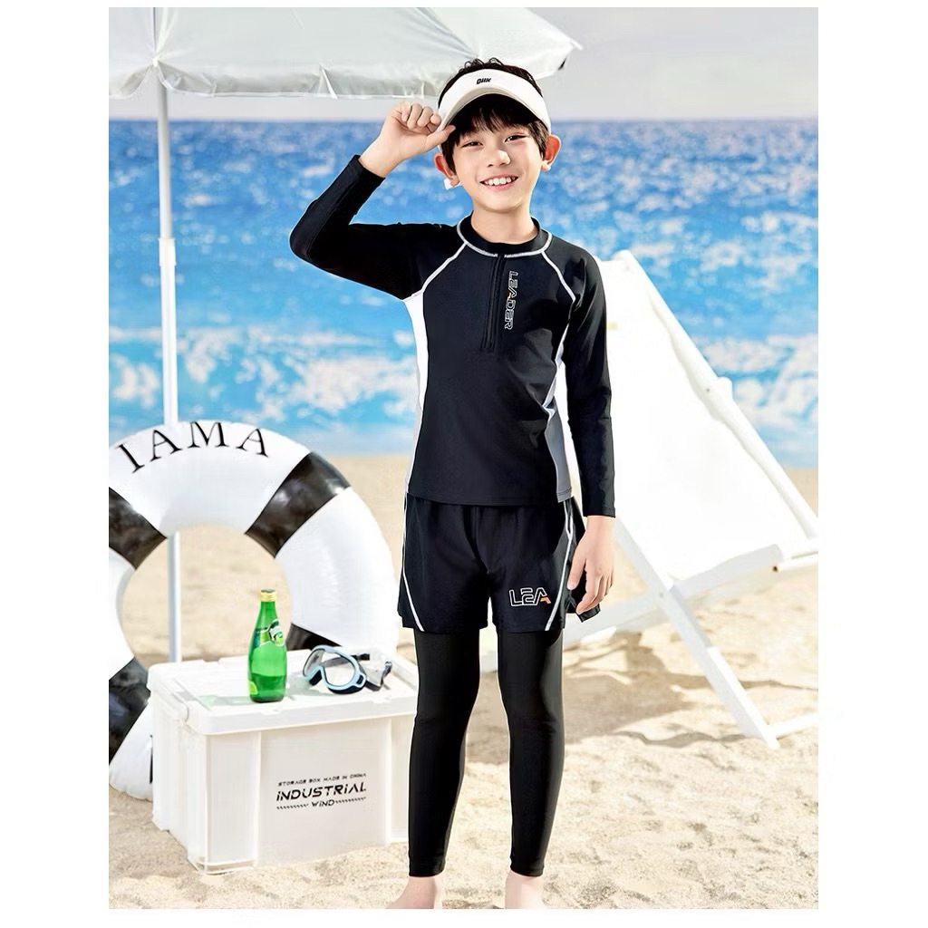 Đồ bơi bé trai chống nắng chống tia UV quần chữ V cách điệu, đồ bơi cho bé trai sz 12-50kg