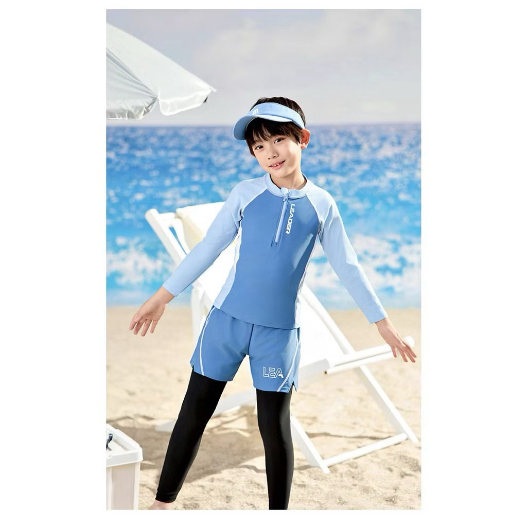 Đồ bơi bé trai chống nắng chống tia UV quần chữ V cách điệu, đồ bơi cho bé trai sz 12-50kg