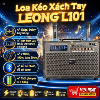 Loa Kéo Xách Tay LEONG L101 Tặng Kèm Micro Hát Karaoke Bass 20 Và Âm Thanh Trung Thực.