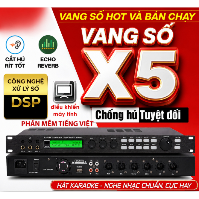 Vang Số Karaoke X5 Bộ Xử Lý Tốc Độ Cao Chip DSP Mới,Âm Thanh Cực