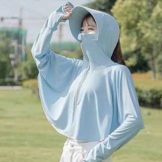 Áo chống nắng chất thun lạnh, áo dáng ngắn cánh dơi che khuyết điểm, vải mềm mịn chống tia cực tím, tia UV