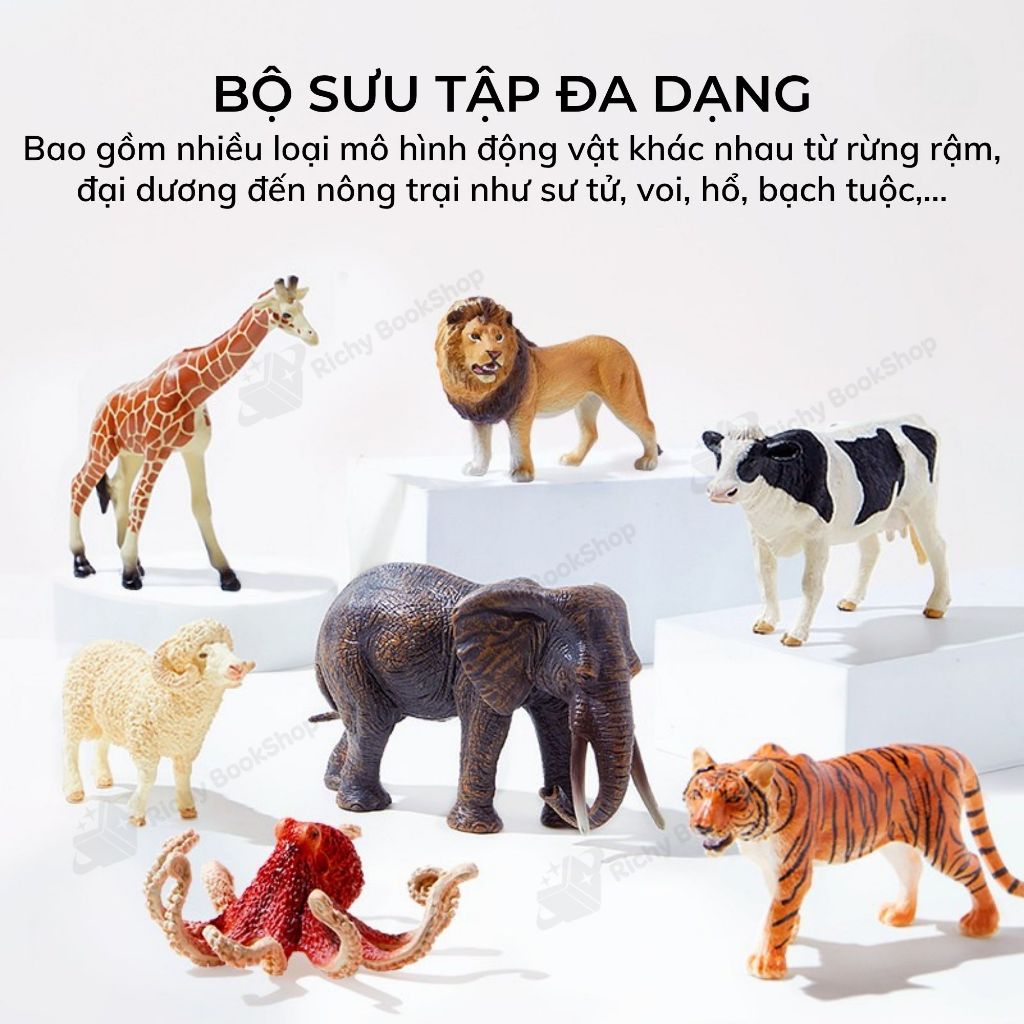 Bộ đồ chơi mô hình 3D các loài động vật cao su cao cấp Mideer Dinosaur - Animal Toys Set có hộp đựng