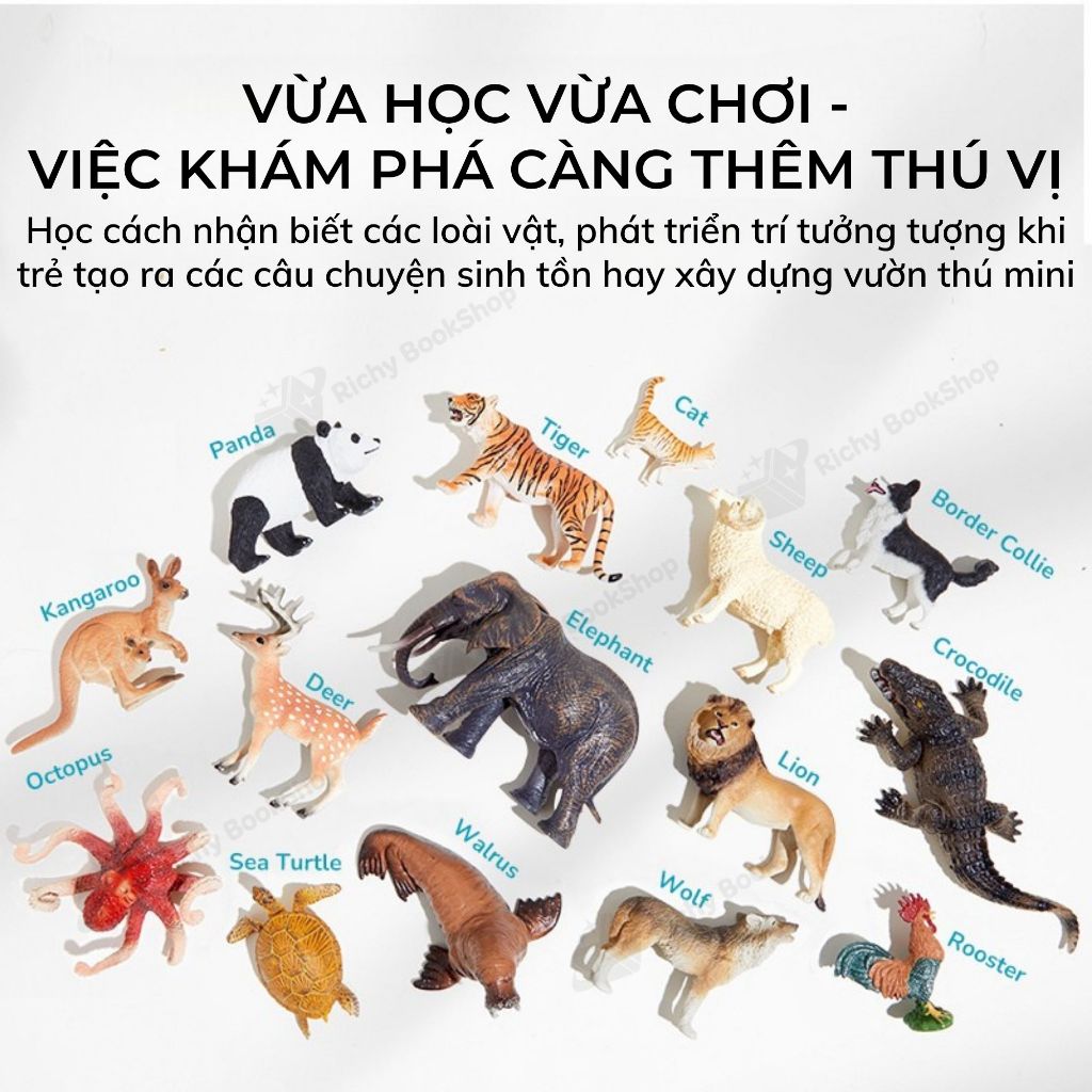 Bộ đồ chơi mô hình 3D các loài động vật cao su cao cấp Mideer Dinosaur - Animal Toys Set có hộp đựng