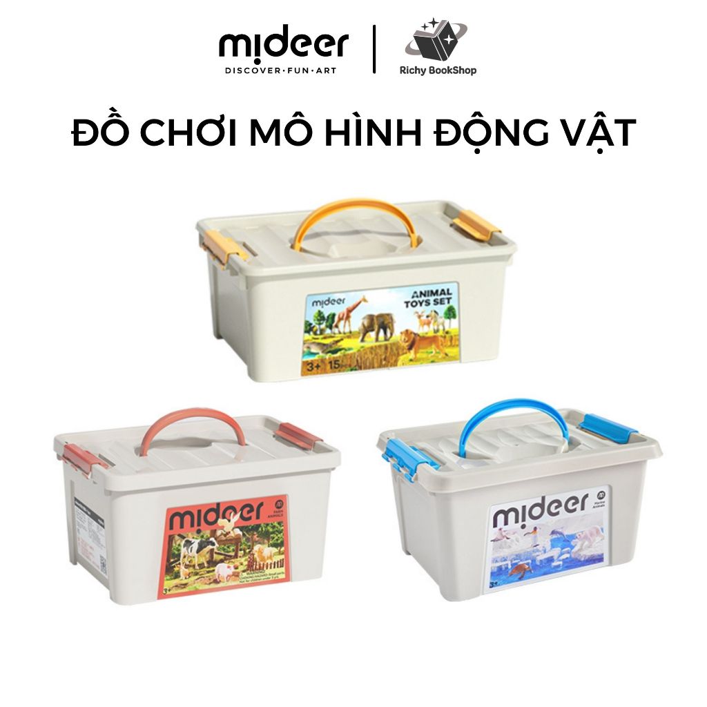Bộ đồ chơi mô hình 3D các loài động vật cao su cao cấp Mideer Dinosaur - Animal Toys Set có hộp đựng