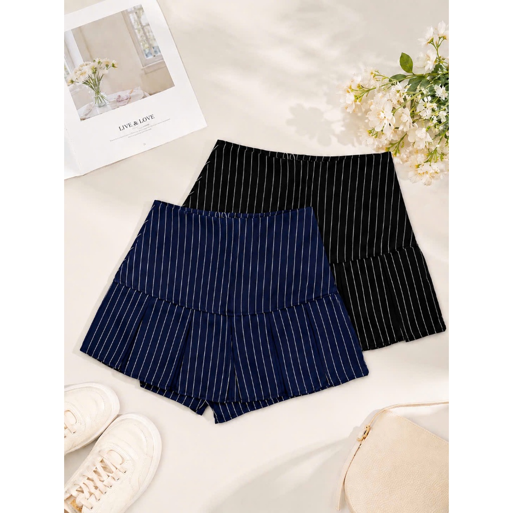 Chân Váy Kẻ Hack Dáng Form Xoè BIGSIZE Có Quần Bảo Hộ Đồng Chất Tuypsy 2 Lớp TA-035