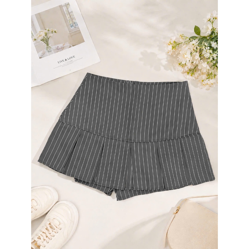 Chân Váy Kẻ Hack Dáng Form Xoè BIGSIZE Có Quần Bảo Hộ Đồng Chất Tuypsy 2 Lớp TA-035