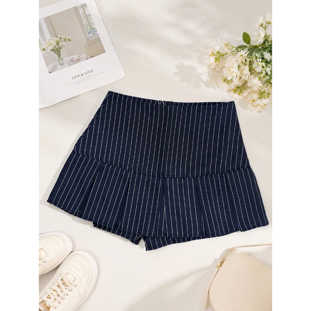 Chân Váy Kẻ Hack Dáng Form Xoè BIGSIZE Có Quần Bảo Hộ Đồng Chất Tuypsy 2 Lớp TA-035