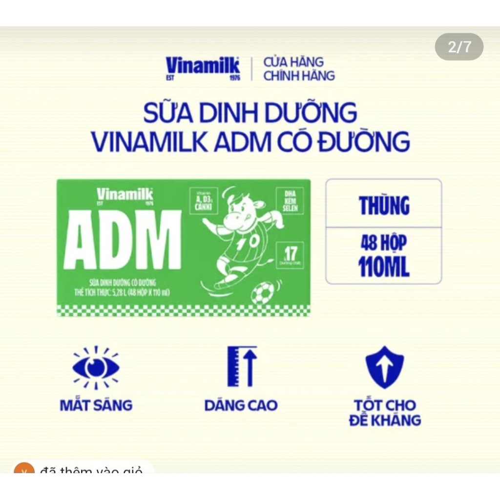 Sữa Vinamilk ADM có đường 110ml