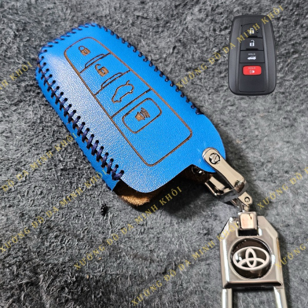 Bao da móc khoá bọc ốp chìa khoá xe ô tô Toyota Corolla Cross, Altis, Camry 2021 - 2024 Handmade da bò nhập khẩu