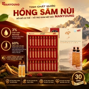 Tinh Chất Nước Hồng Sâm Núi Manyoung 30 Ống Hồng Sâm Hàn Quốc Hỗ Trợ Giảm Mệt Mỏi Bồi Bổ Cơ Thể