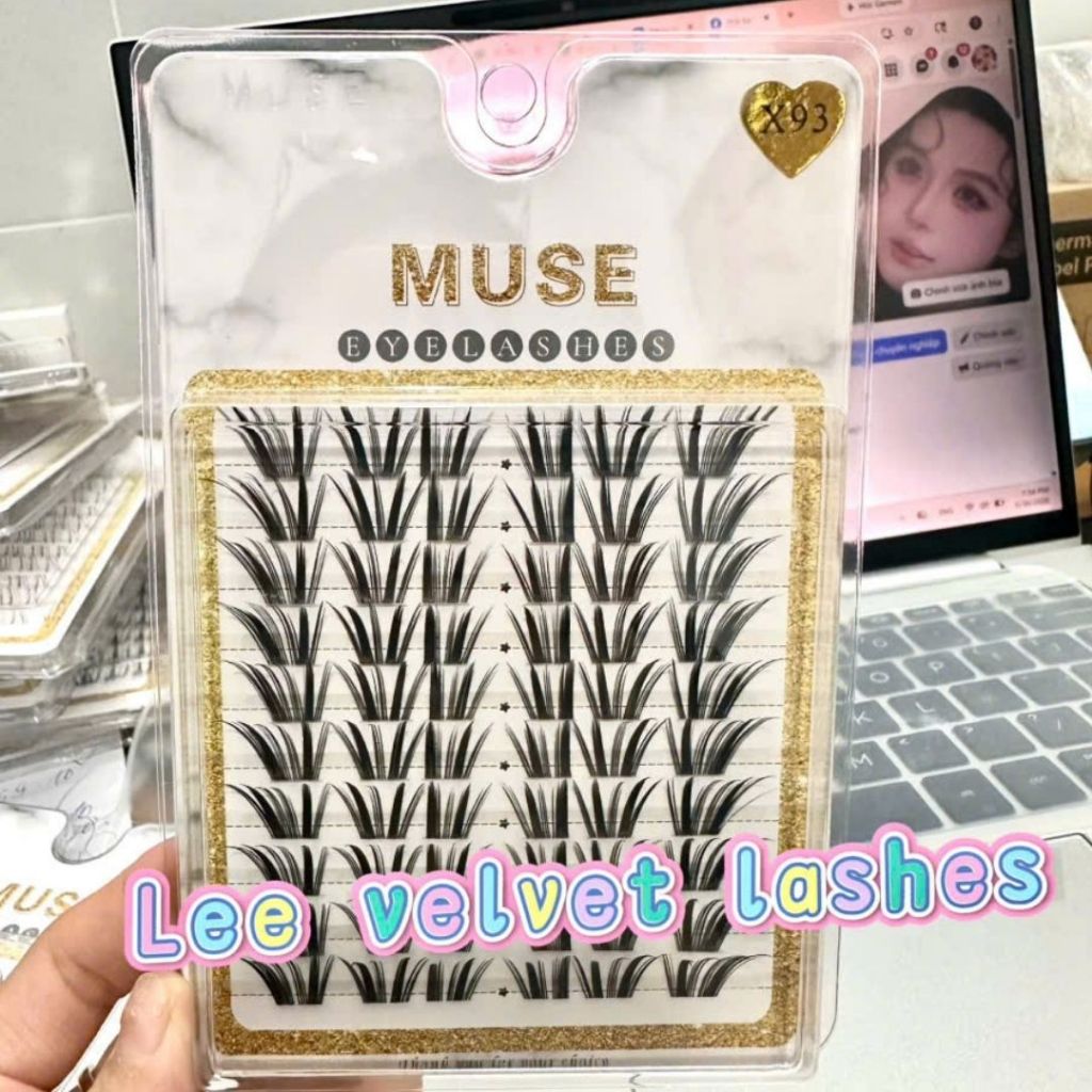LeeVelvetLashes MI GIẢ MUSE X93-Sợi nhân tạo cao cấp, siêu mảnh nhẹ, giữ phom cong hoàn hảo
