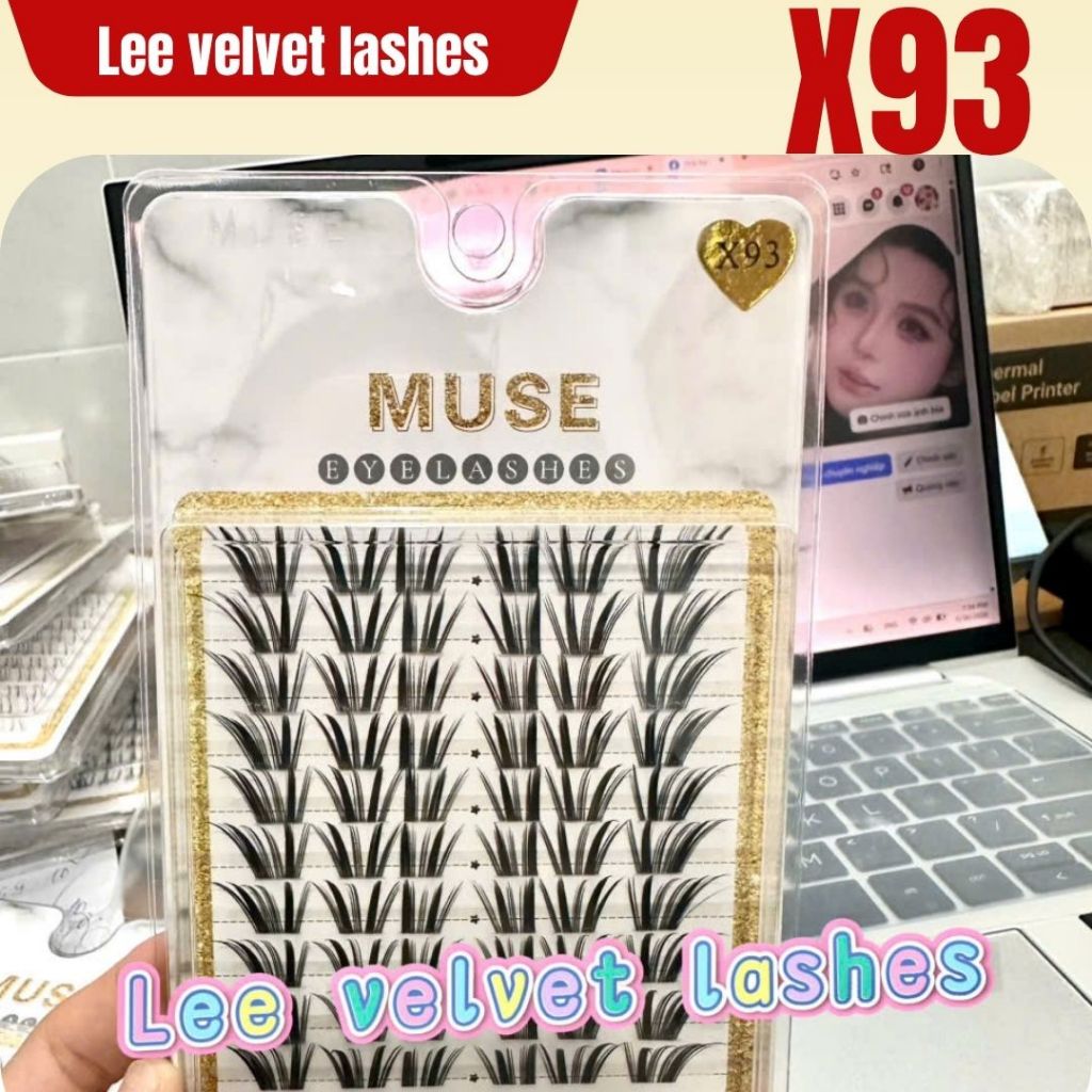 LeeVelvetLashes MI GIẢ MUSE X93-Sợi nhân tạo cao cấp, siêu mảnh nhẹ, giữ phom cong hoàn hảo