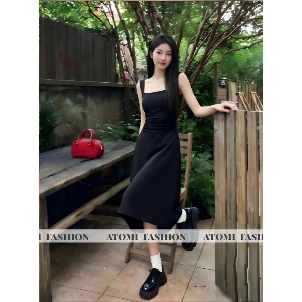ĐẦM 2 DÂY DÁNG DÀI ĐEN V2D