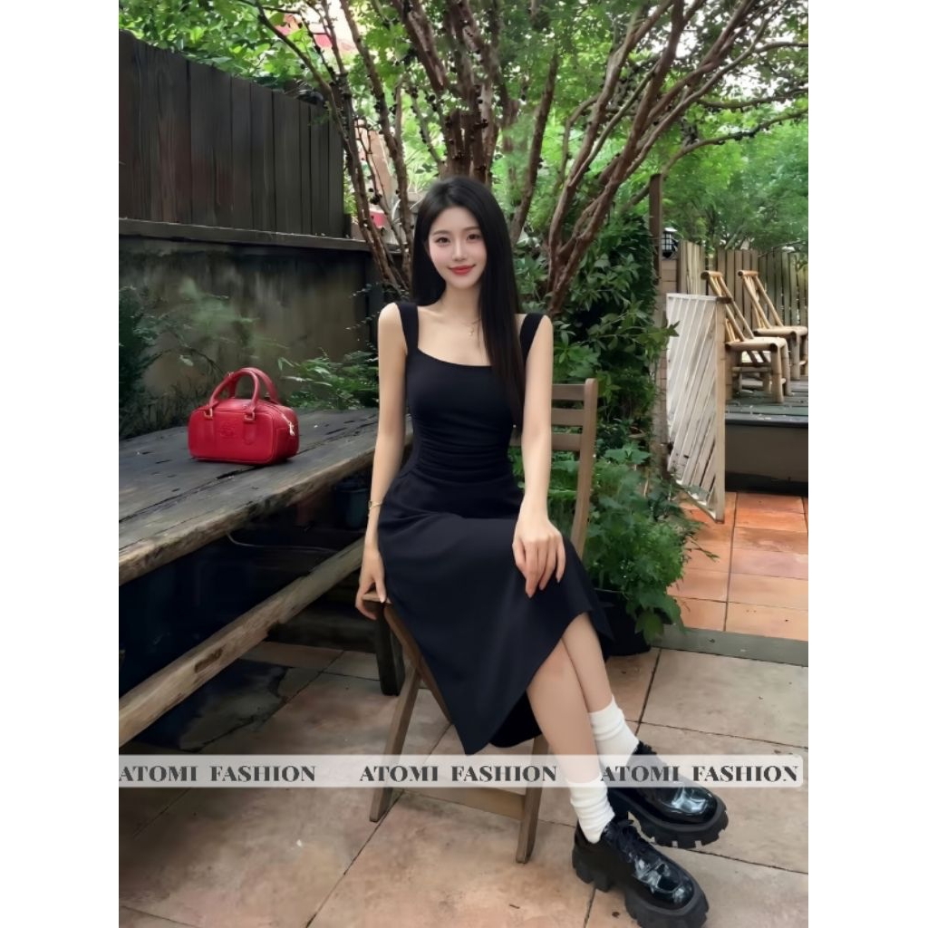 ĐẦM 2 DÂY DÁNG DÀI ĐEN V2D