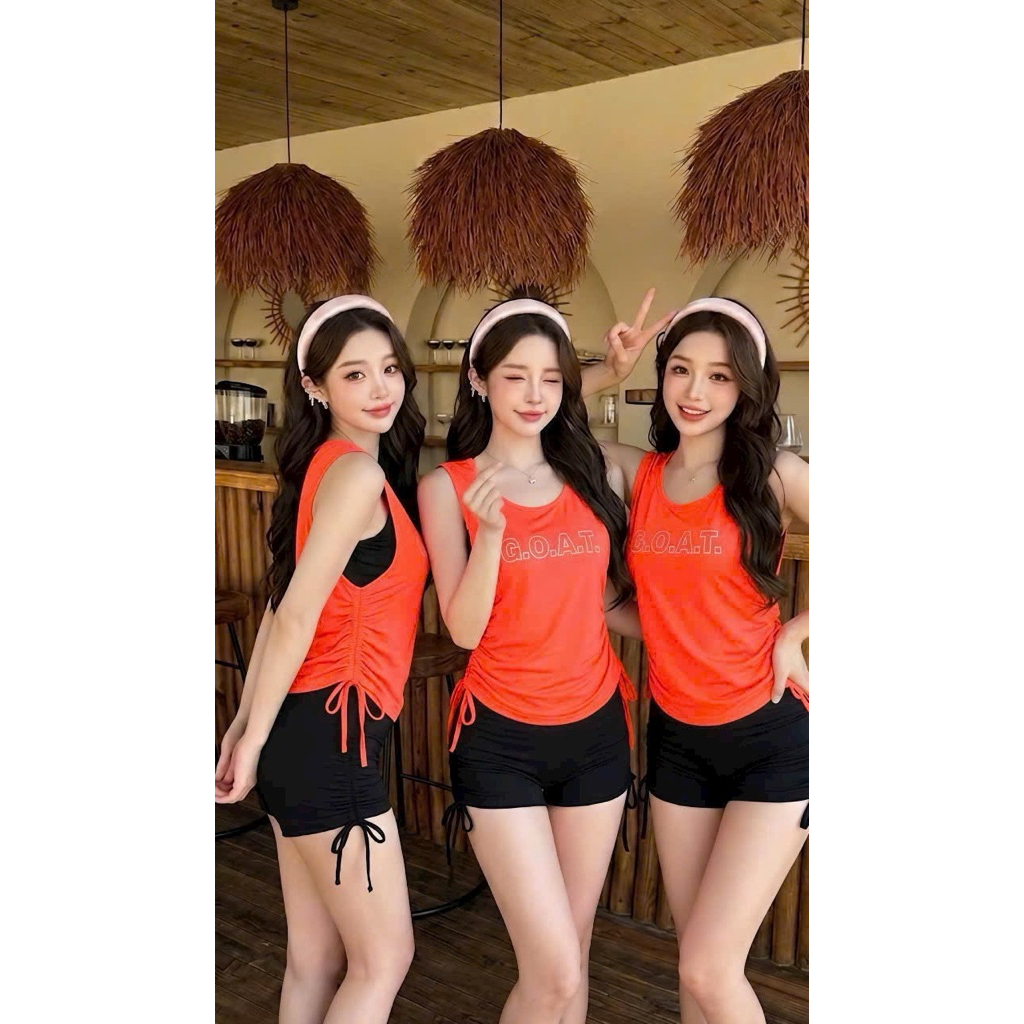 Tank top lưới tập gym có dây rút eo in chữ chất lưới mịn thoáng đẹp 007GOAT