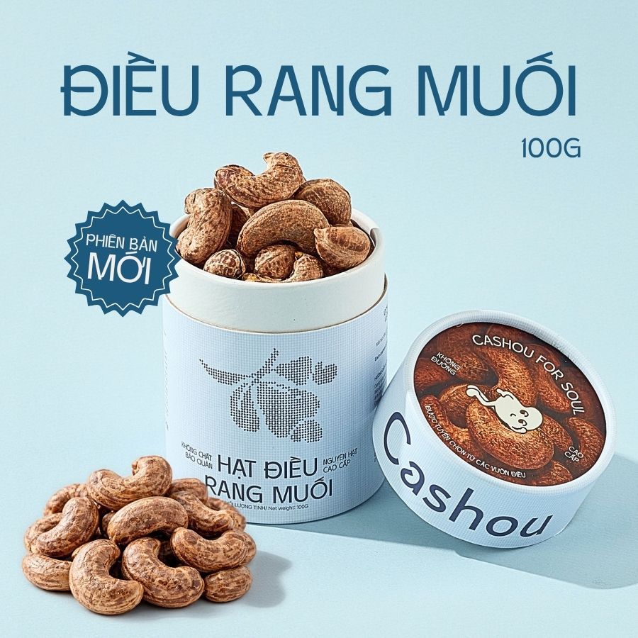 Hạt Điều Nguyên Hạt Rang Muối Cashou - Hạt Điều Vỏ Lụa Bình Phước Giàu Dinh Dưỡng