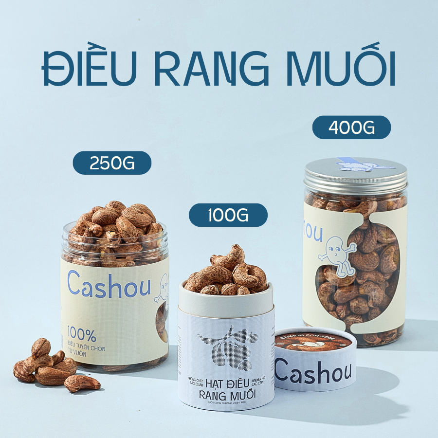 Hạt Điều Nguyên Hạt Rang Muối Cashou - Hạt Điều Vỏ Lụa Bình Phước Giàu Dinh Dưỡng