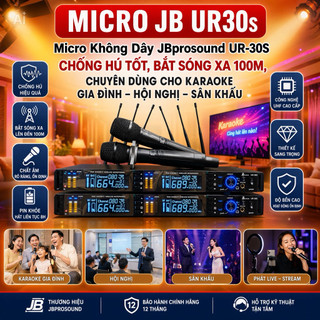 Micro Không Dây JBprosound UR-30S - Chống Hú Tốt, Bắt Sóng Xa 100M, Chuyên Dùng Cho Karaoke Gia Đình Hội Nghị Sân Khấu