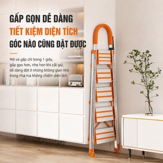 Thang Nhôm Gấp Gọn Chữ A 3-7 Bậc Nhập Khẩu Thang Gấp Inox 304 Xếp Gọn Gia Đình Tải trọng 500kg