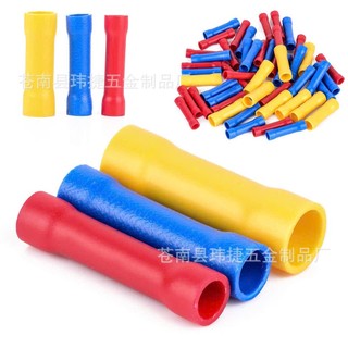 [100 cái] Đầu cos dây điện nối thẳng bọc nhựa BV 5, đầu cốt bấm dây 4mm 6mm