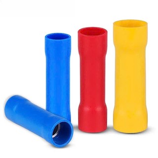 [100 cái] Đầu cos dây điện nối thẳng bọc nhựa BV 5, đầu cốt bấm dây 4mm 6mm