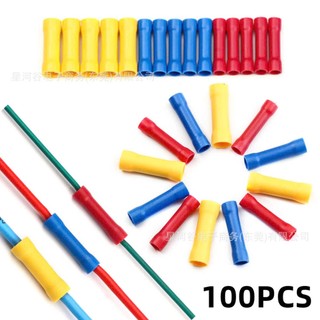 [100 cái] Đầu cos dây điện nối thẳng bọc nhựa BV 5, đầu cốt bấm dây 4mm 6mm