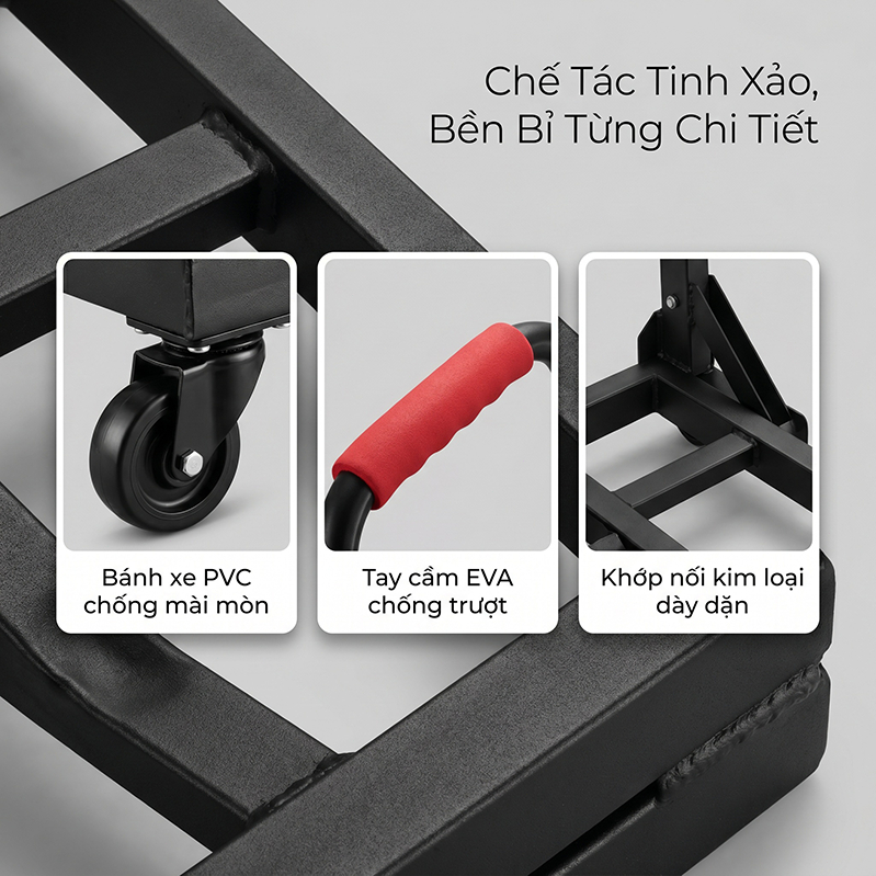 Xe kéo đi chợ mini gấp gọn Nhập Khẩu, xe đẩy hàng xếp gọn siêu thị đa năng tặng kèm dây buộc Tải trọng 300kg