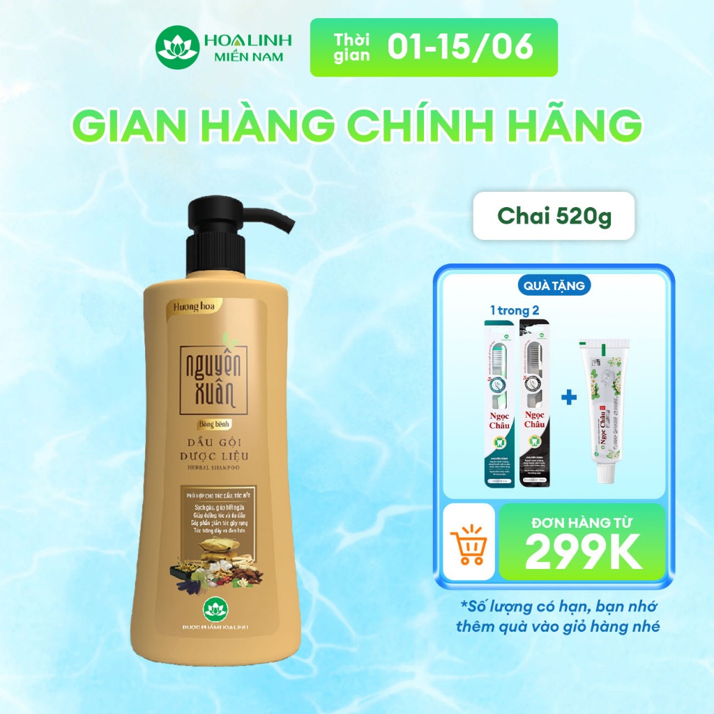 Dầu gội dược liệu Nguyên Xuân Bồng bềnh 520g - Dành cho tóc dầu bết