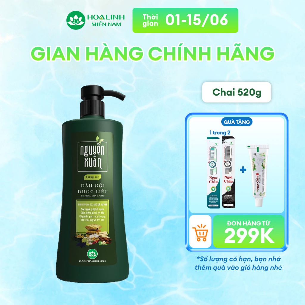 Dầu gội dược liệu Nguyên Xuân Xanh dưỡng tóc 520g