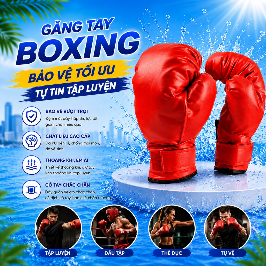 Găng tay đấm bốc người lớn, găng tay đấm bốc trẻ em, găng tập boxing người lớn và trẻ em cao cấp giá rẻ