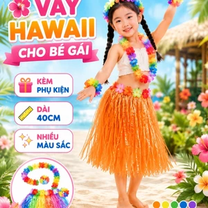 Váy Hawaii Cho Bé Gái - Thời Trang Tái Chế cho bé -Trang Phục Biểu Diễn Hawaii - Váy Tua Rua Múa Hè - Đồ Văn Nghệ Trẻ Em