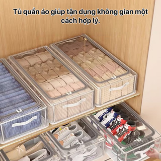 YOWXll  Hộp Đựng  Trong Suốt PVC Có Khung Thép,Ngăn Kéo Khóa Kín, Gấp Gọn, Chống Ẩm Mốc