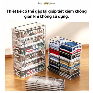 YOWXll  Hộp Đựng  Trong Suốt PVC Có Khung Thép,Ngăn Kéo Khóa Kín, Gấp Gọn, Chống Ẩm Mốc